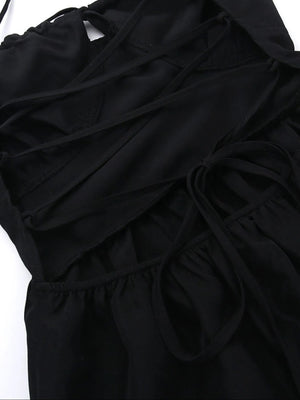 Tiered Lace Up Spaghetti Straps Maxi Dress - StyleLure