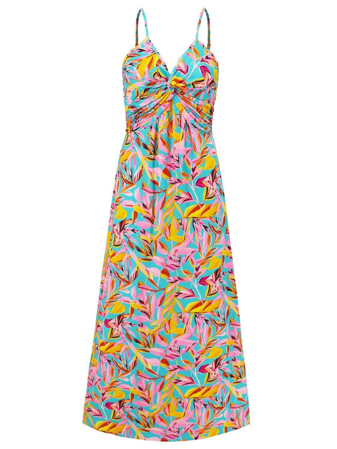 Twisted Printed V - Neck Cami Dress - StyleLure
