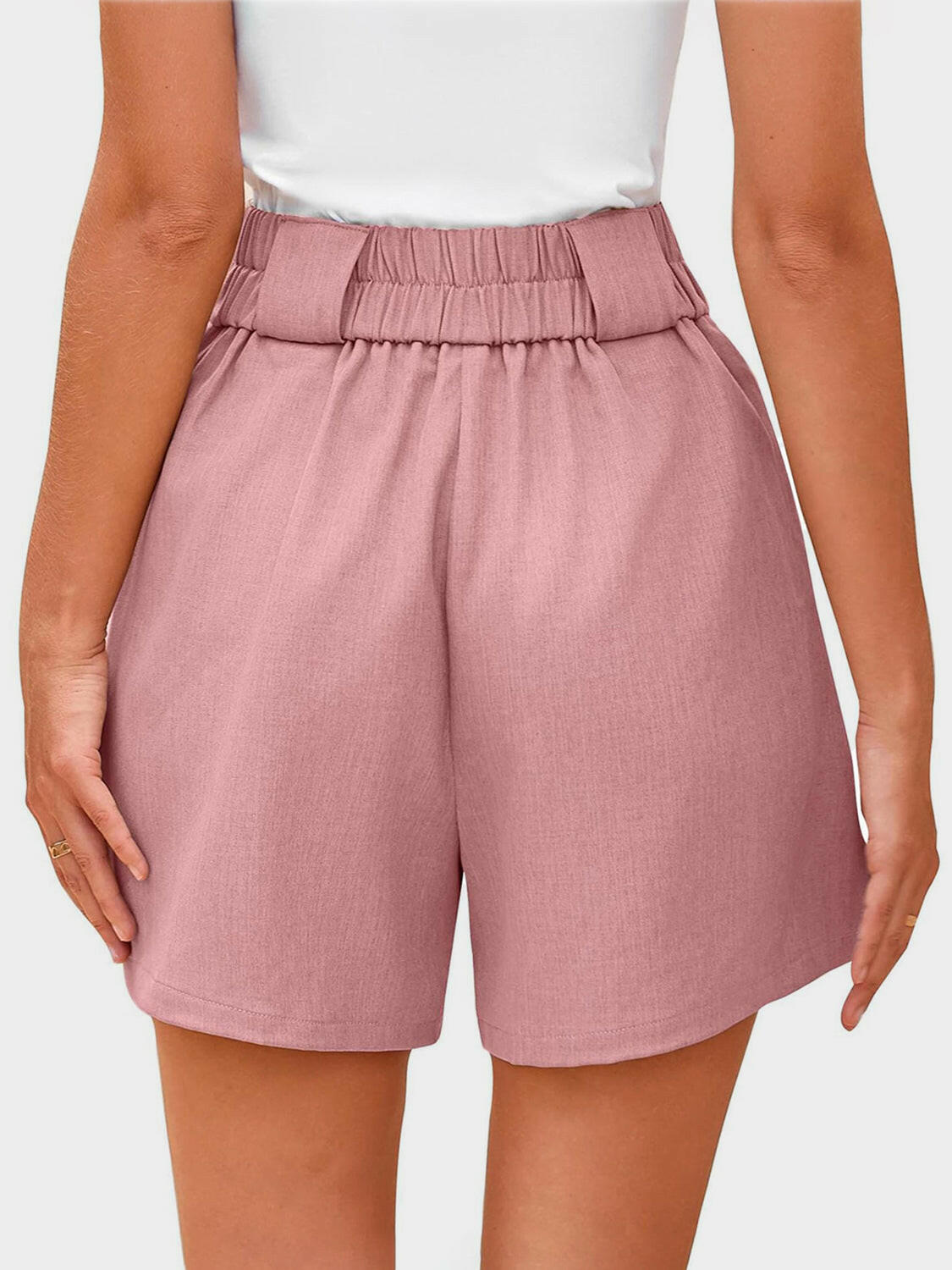 Two Button Wide Waistband Shorts - StyleLure