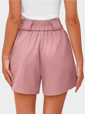 Two Button Wide Waistband Shorts - StyleLure