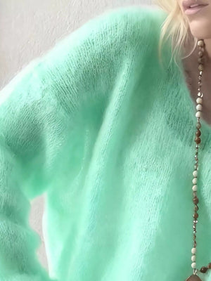 V - Neck Dropped Shoulder Sweater - StyleLure