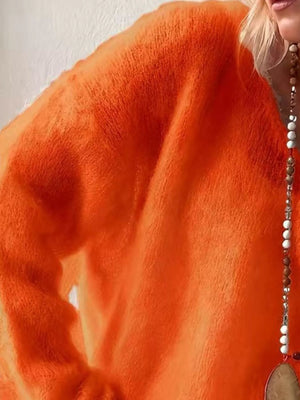 V - Neck Dropped Shoulder Sweater - StyleLure