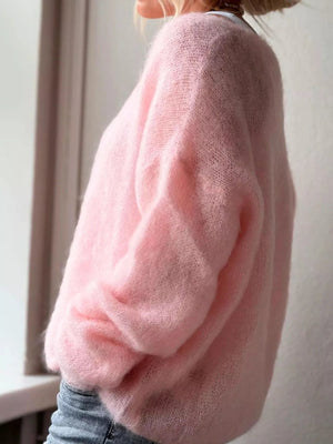 V - Neck Dropped Shoulder Sweater - StyleLure