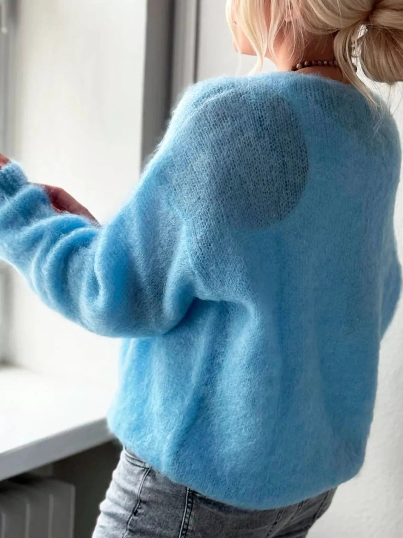 V - Neck Dropped Shoulder Sweater - StyleLure