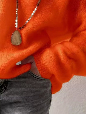 V - Neck Dropped Shoulder Sweater - StyleLure