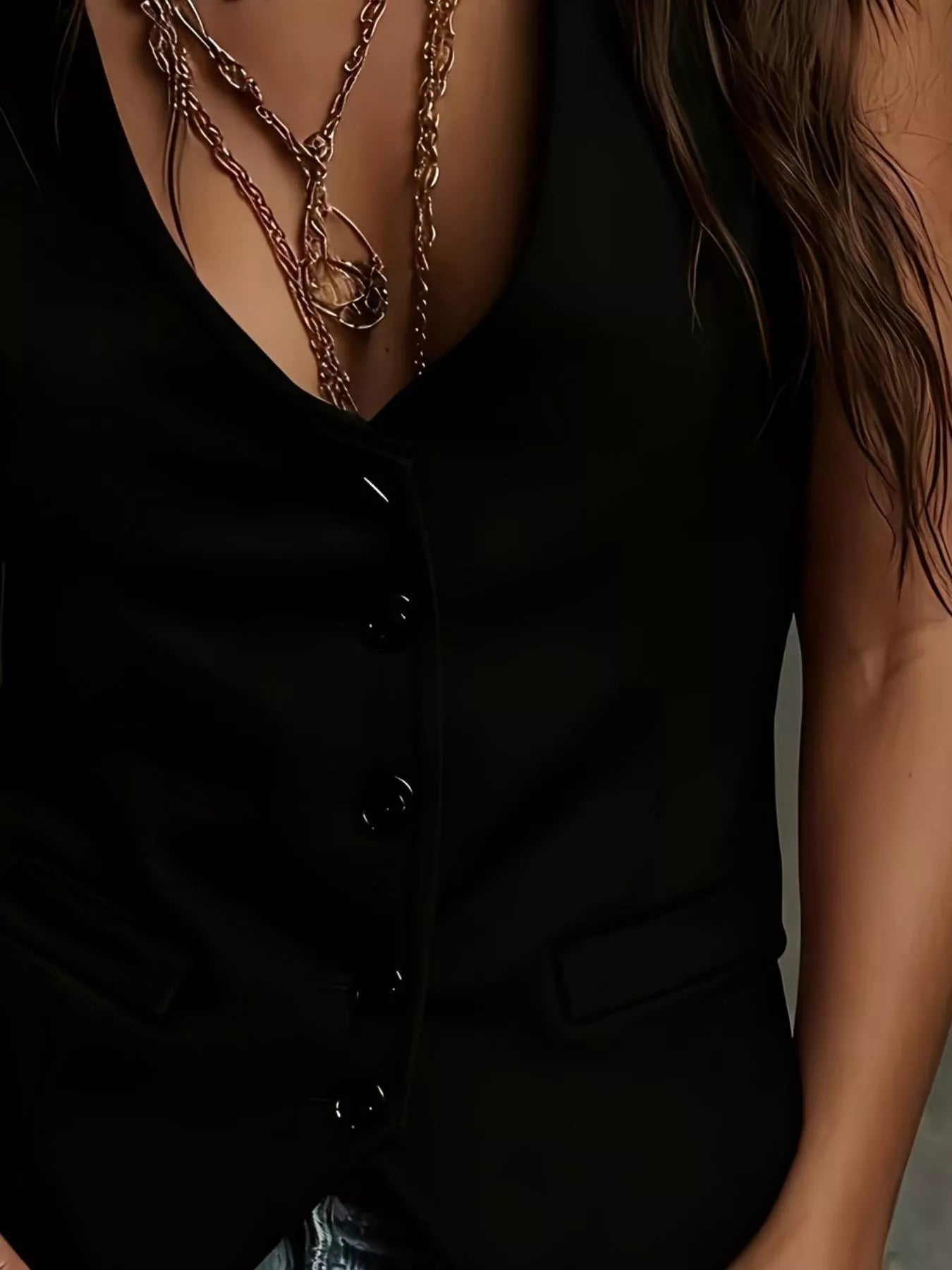 Velvet Button - Down Vest Coat - StyleLure