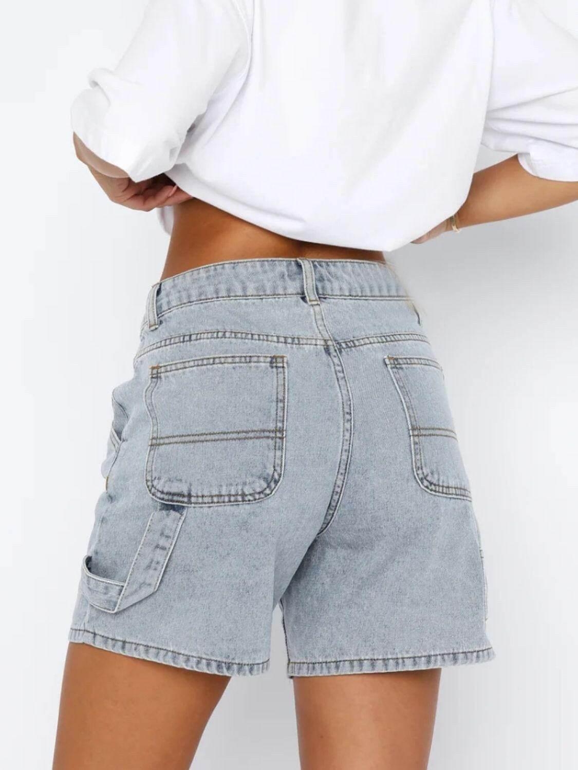 Washed High Rise Denim Shorts - StyleLure
