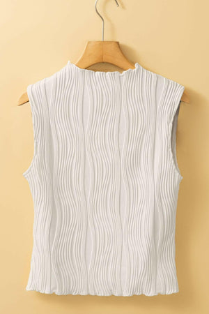 Wavy Textured Mock Neck Tank - StyleLure