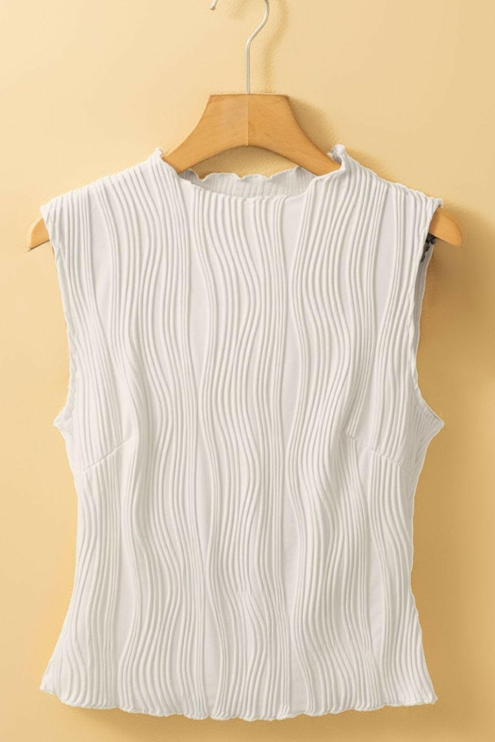 Wavy Textured Mock Neck Tank - StyleLure