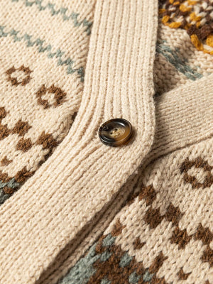 Western Pattern Knitted Button V Neck Cardigan Sweater - StyleLure