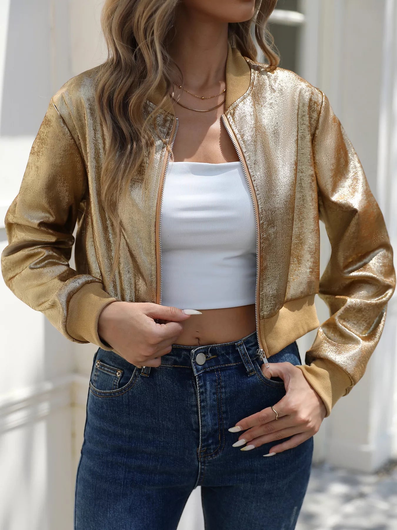 Zip Up Cropped Jacket - StyleLure